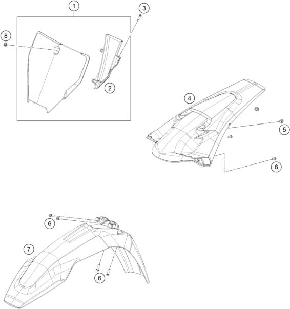 TC 125 Maske, Çamurluklar parça şeması