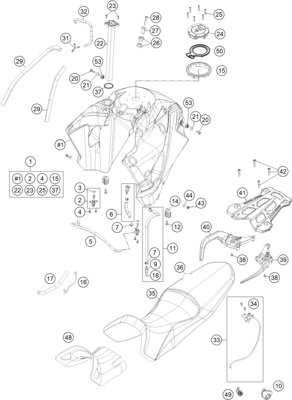 1190 Adventure R Depo, Sele parça şeması