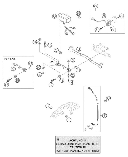 125 EXC Gösterge / Kilit Sistemi parts diagram