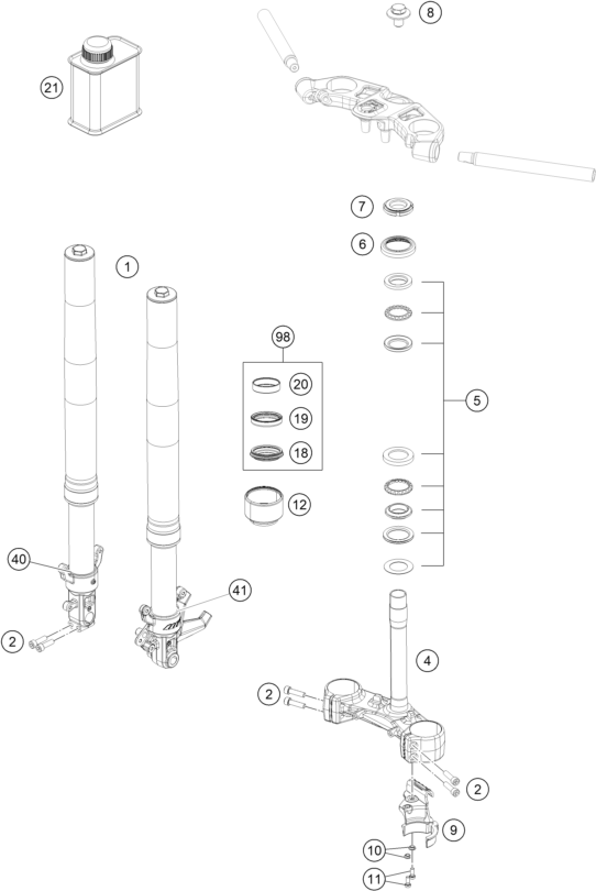 RC 390 Ön Amortisör, Maşa parts diagram