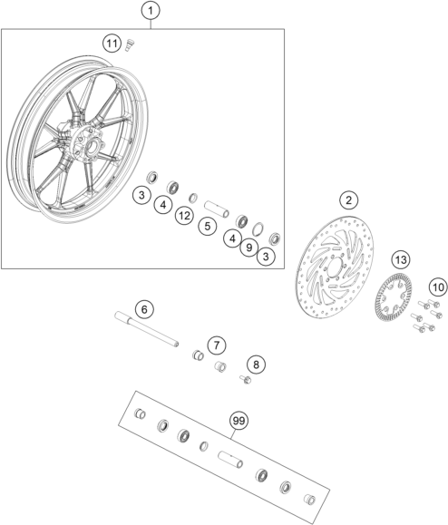 RC 125 Ön Teker parça şeması