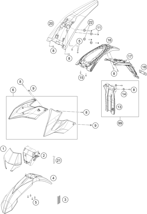 Schéma des pièces Freeride E-XC Maske, Çamurluklar