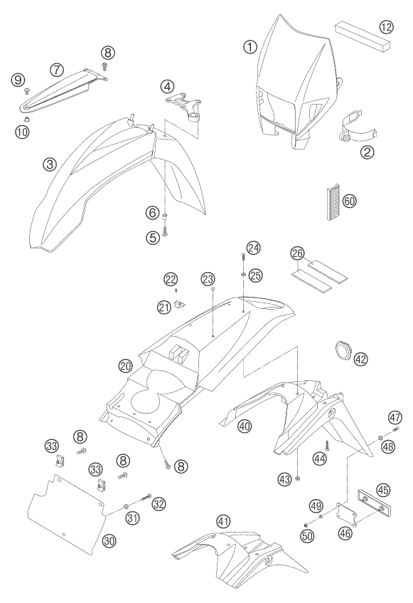 LC4 Enduro Maske, Çamurluklar parça şeması