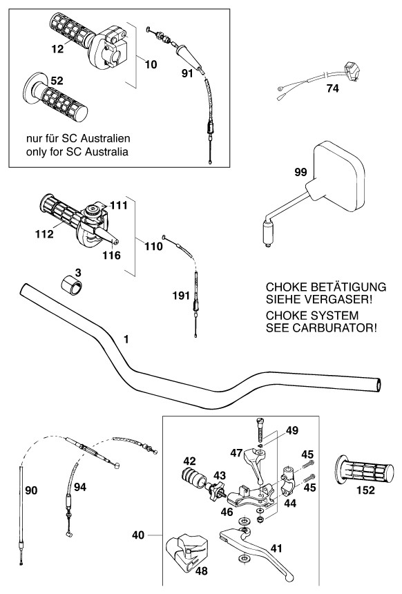 LC4 Enduro Gidon, Kumandalar parça şeması