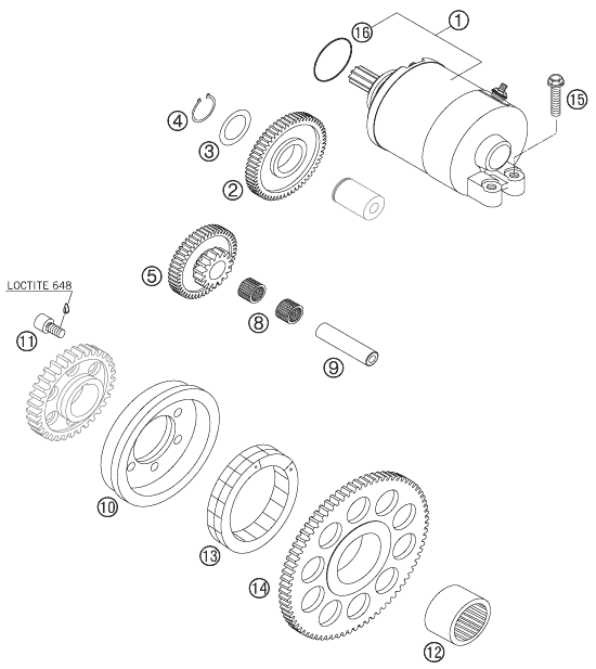 450 EXC Six Days Marş Motoru parts diagram