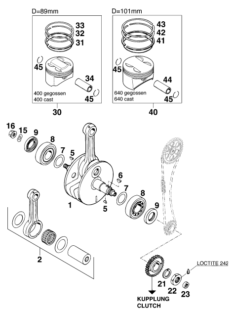 LC4 Enduro Krank Mili, Piston Teileschema