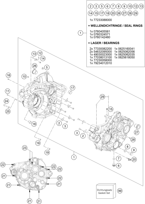 Freeride 250 F Motor Bloğu parça şeması