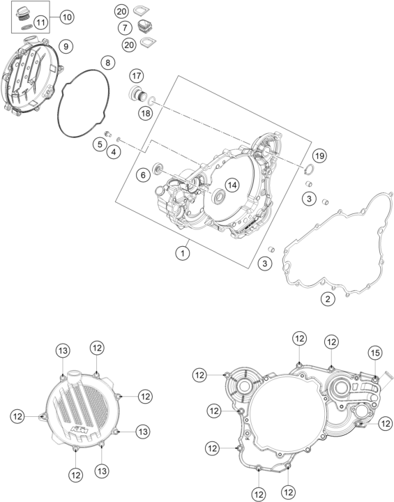 250 EXC Debriyaj Kapağı parts diagram