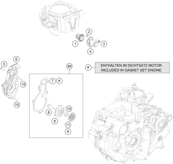 690 Enduro R Su Pompası parça şeması