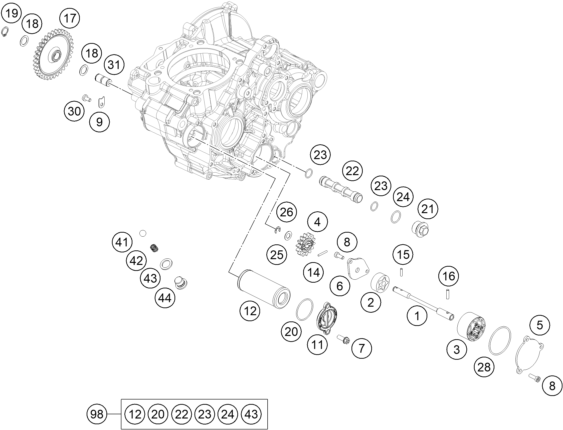 250 XC-F Yağlama Sistemi Teileschema
