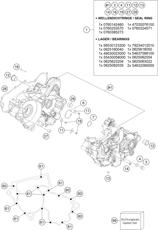 250 EXC Motor Bloğu parça şeması