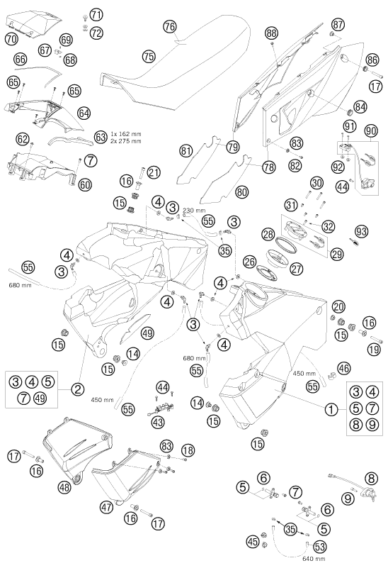 990 Adventure Depo, Sele parça şeması