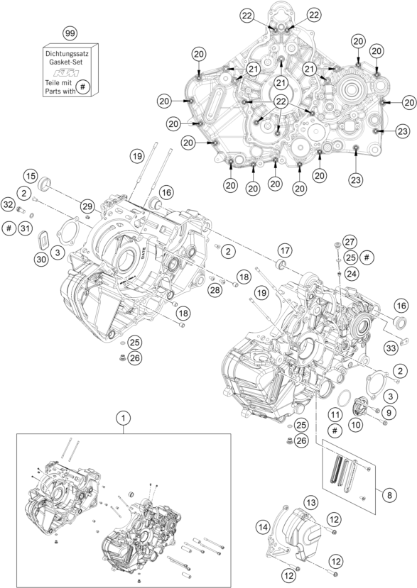 1290 Super Duke R Motor Bloğu parça şeması