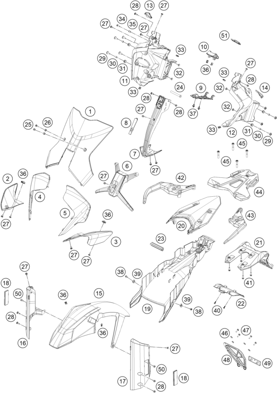 790 Adventure Maske, Çamurluklar parts diagram