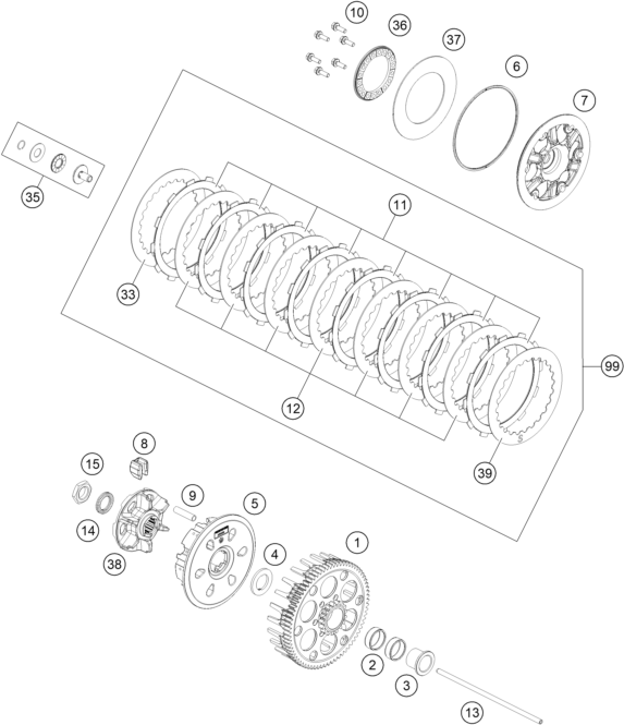 450 SX-F Debriyaj parts diagram