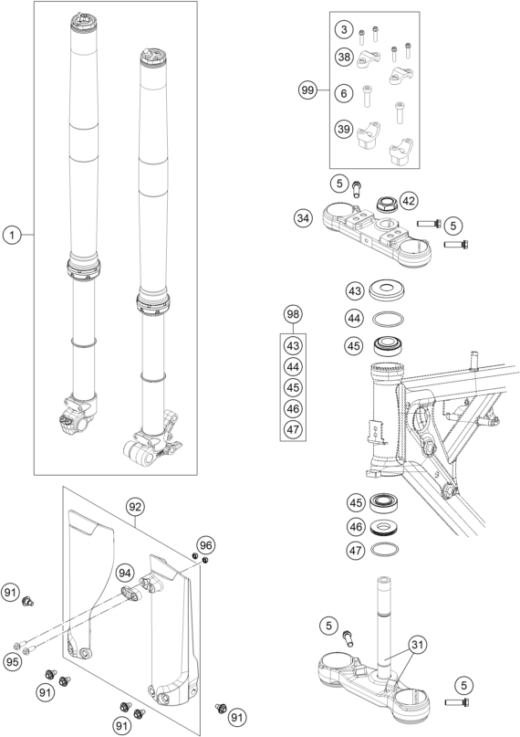 Schema ricambi 65 SX Ön Amortisör, Maşa