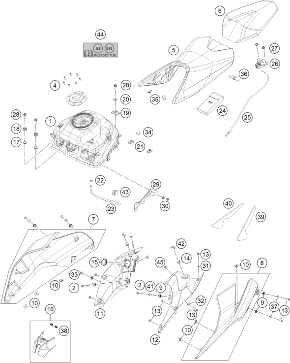 Diagrama de piezas de 390 Duke Depo, Sele