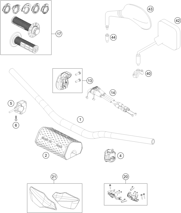250 EXC-F Gidon, Kumandalar parts diagram