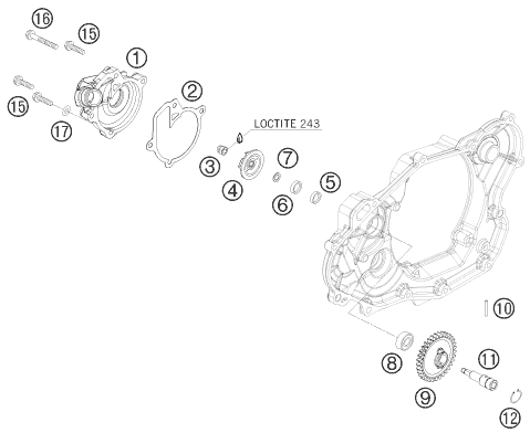 450 EXC Six Days Su Pompası parts diagram
