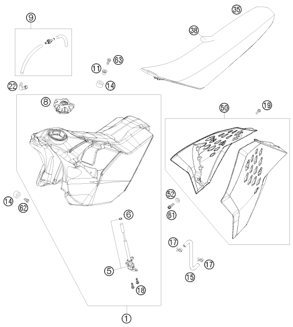 125 EXC Depo, Sele parts diagram