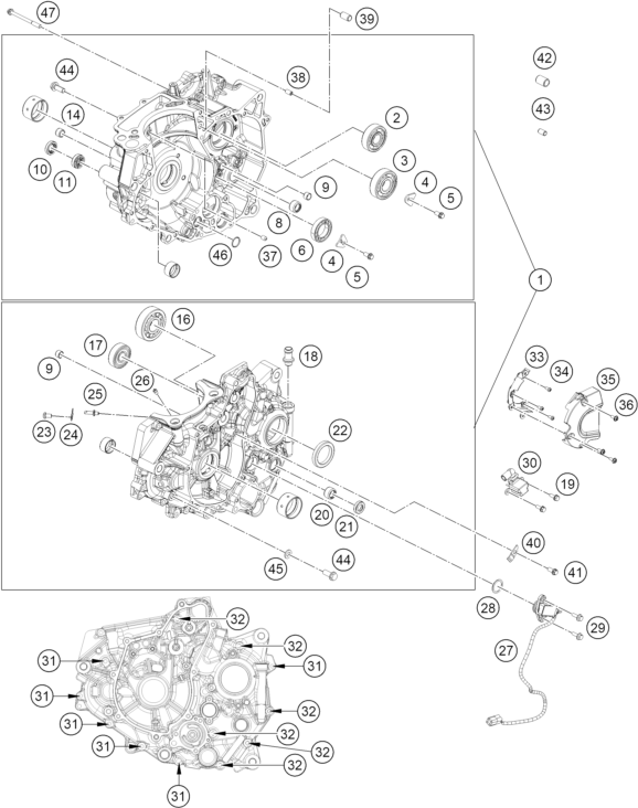 390 Duke Motor Bloğu parça şeması