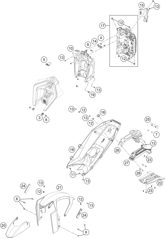 990 Duke Maske, Çamurluklar parts diagram