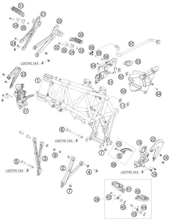 690 Enduro Şasi parts diagram