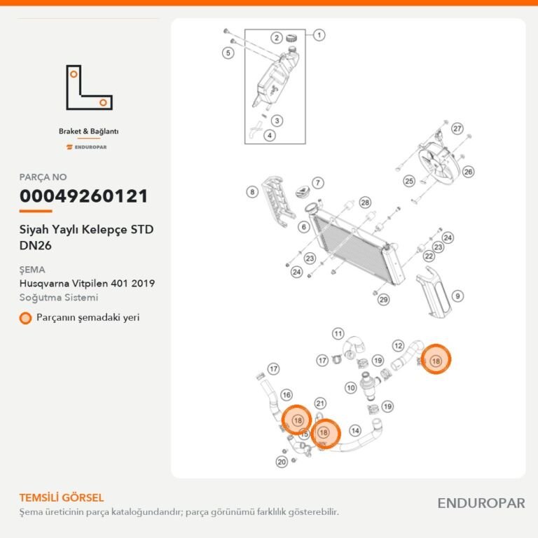 Siyah Yaylı Kelepçe STD DN26 00049260121 parça şeması