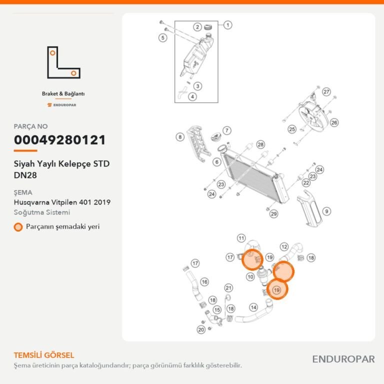 Siyah Yaylı Kelepçe STD DN28 00049280121 parça şeması