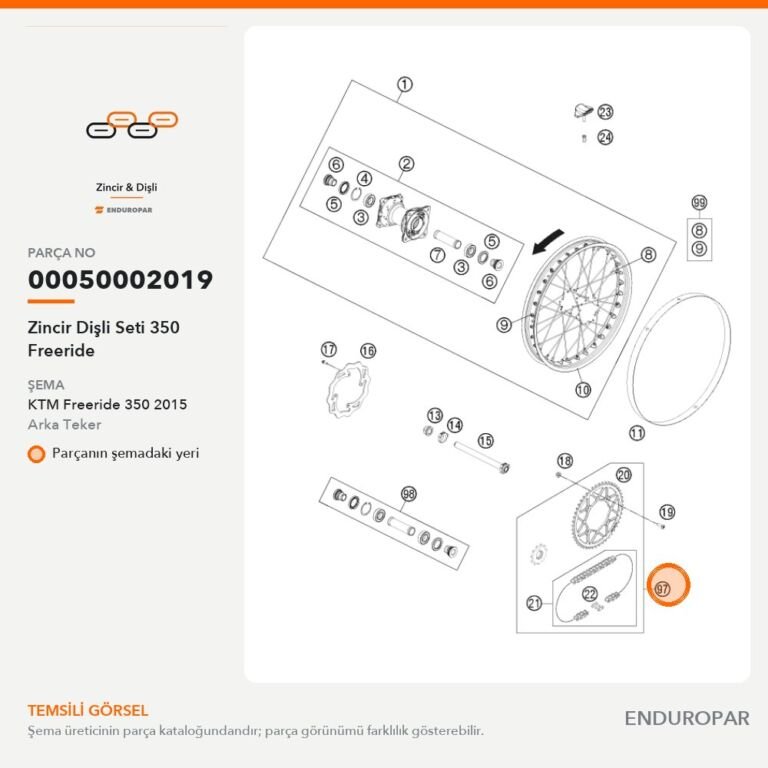 Zincir Dişli Seti 350 Freeride 00050002019 parça şeması