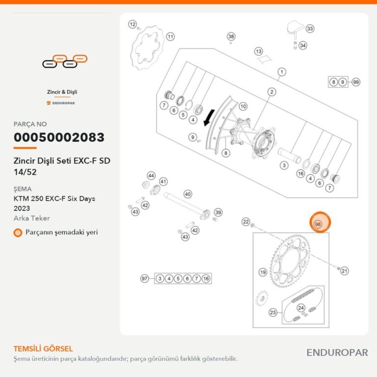 Zincir Dişli Seti EXC-F SD 14/52 00050002083 parça şeması
