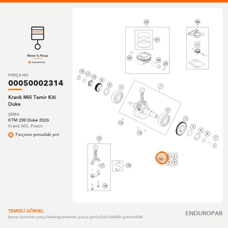 Krank Mili Tamir Kiti Duke 00050002314 parça şeması