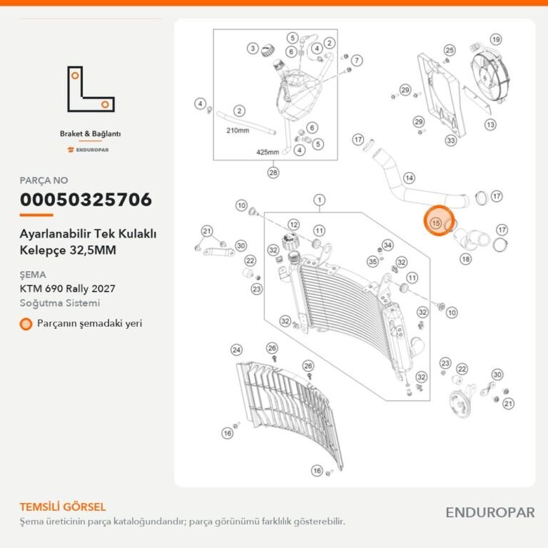 Ayarlanabilir Tek Kulaklı Kelepçe 32,5MM 00050325706 parça şeması