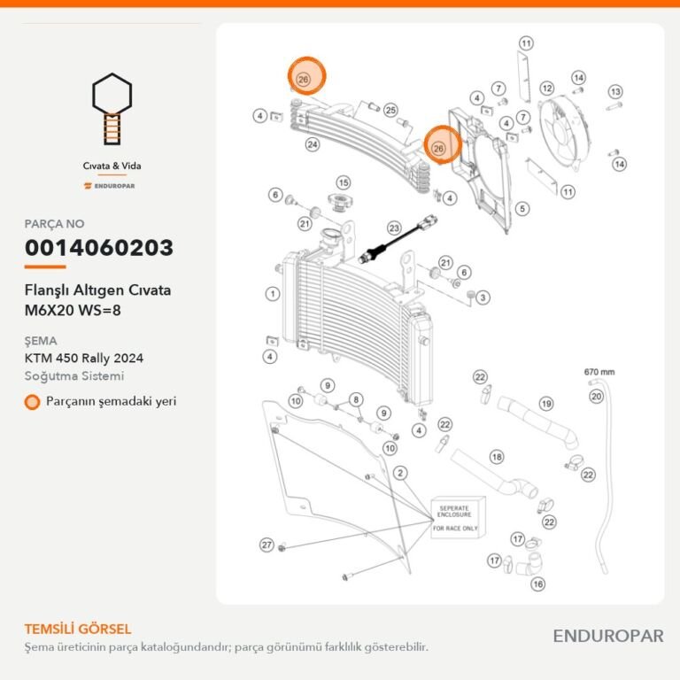 Flanşlı Altıgen Cıvata M6X20 WS=8 0014060203 parça şeması