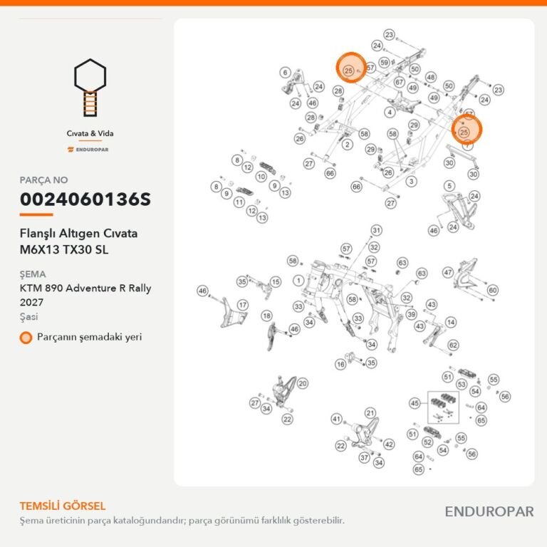 Flanşlı Altıgen Cıvata M6X13 TX30 SL 0024060136S parça şeması
