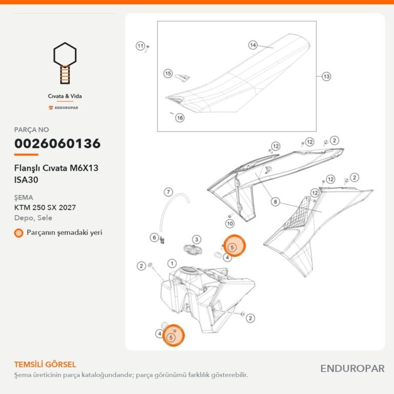 Flanşlı Cıvata M6X13 ISA30 0026060136 parça şeması