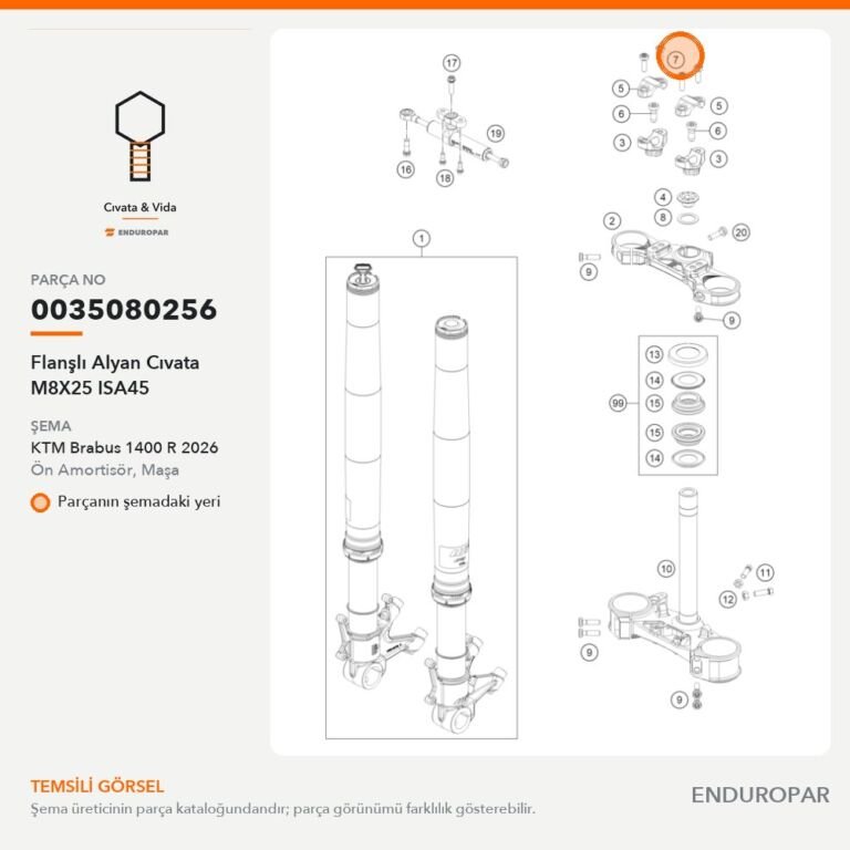 Flanşlı Alyan Cıvata M8X25 ISA45 0035080256 parça şeması