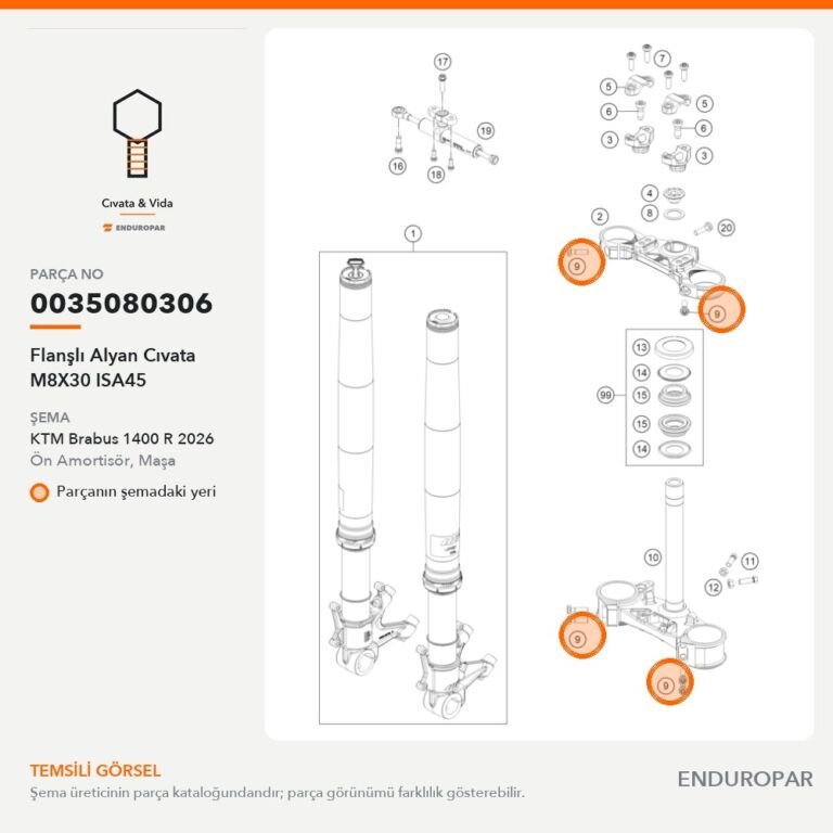 Flanşlı Alyan Cıvata M8X30 ISA45 0035080306 parça şeması