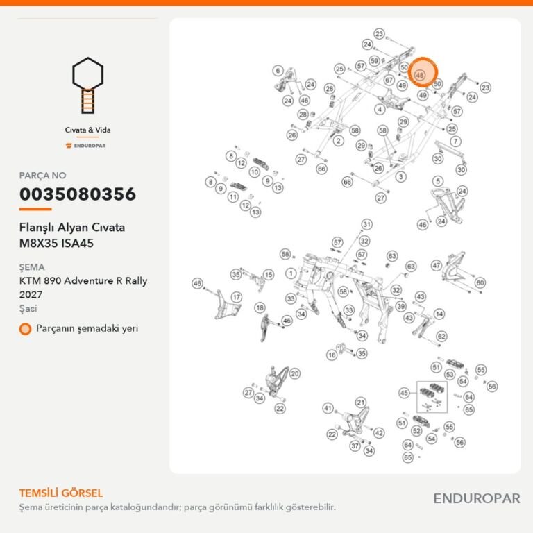 Flanşlı Alyan Cıvata M8X35 ISA45 0035080356 parça şeması