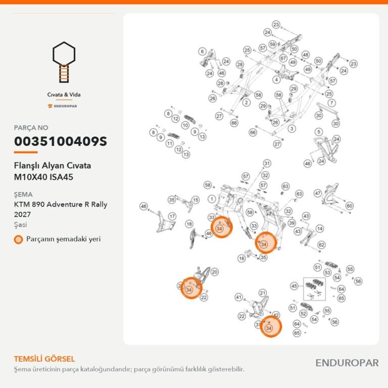 Flanşlı Alyan Cıvata M10X40 ISA45 0035100409S parça şeması