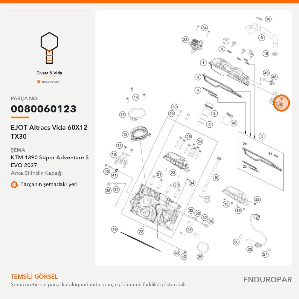 EJOT Altracs Vida 60X12 TX30 0080060123 parça şeması