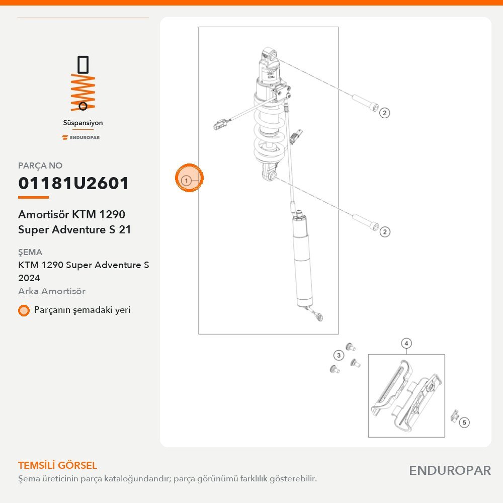 Amortisör KTM 1290 Super Adventure S 21 01181U2601 parça şeması