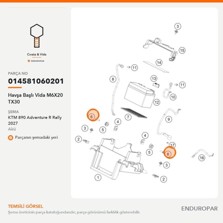 Havşa Başlı Vida M6X20 TX30 014581060201 parça şeması