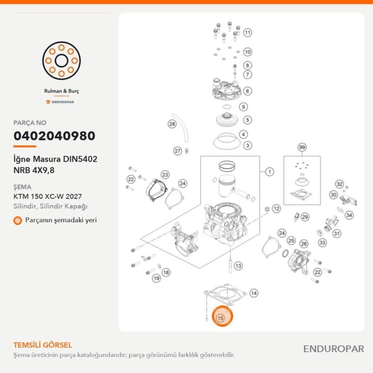 İğne Masura DIN5402 NRB 4X9,8 0402040980 parça şeması