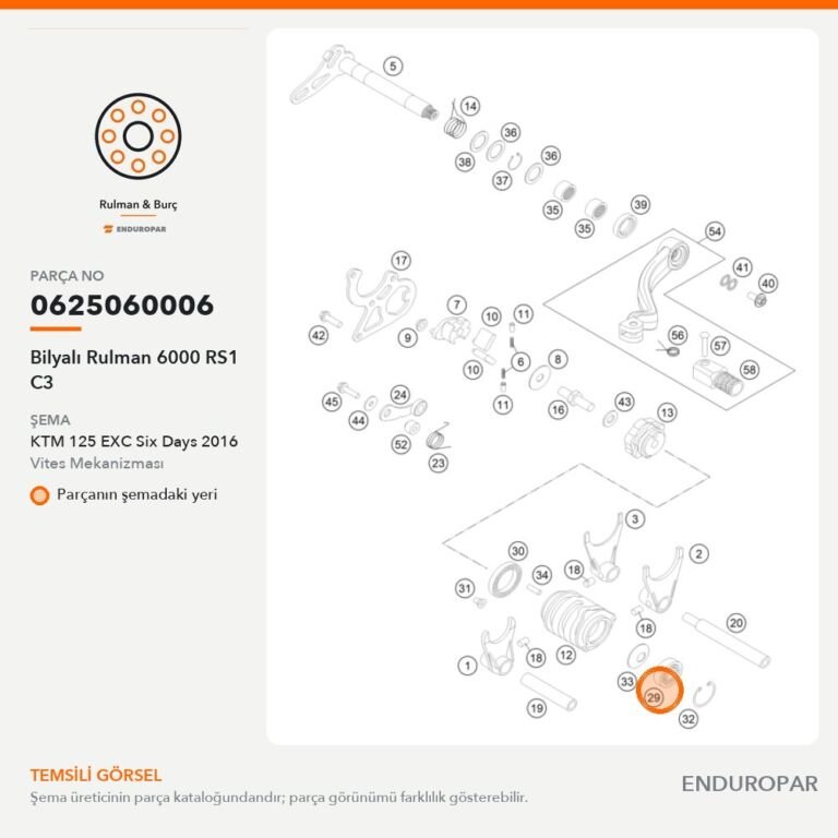 Bilyalı Rulman 6000 RS1 C3 0625060006 parça şeması
