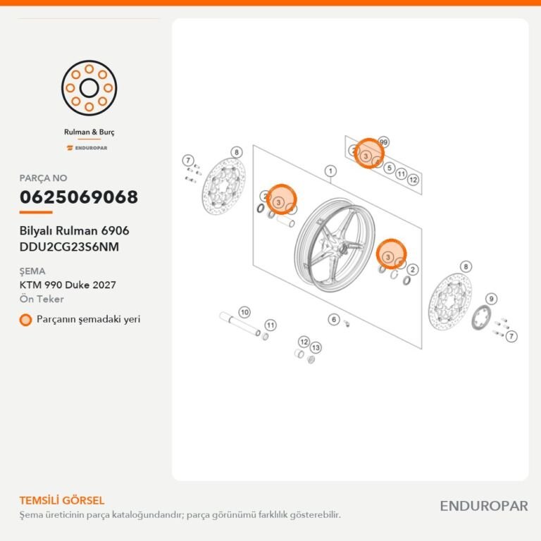 Bilyalı Rulman 6906 DDU2CG23S6NM 0625069068 parça şeması
