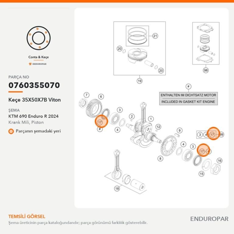 Keçe 35X50X7B Viton 0760355070 parça şeması