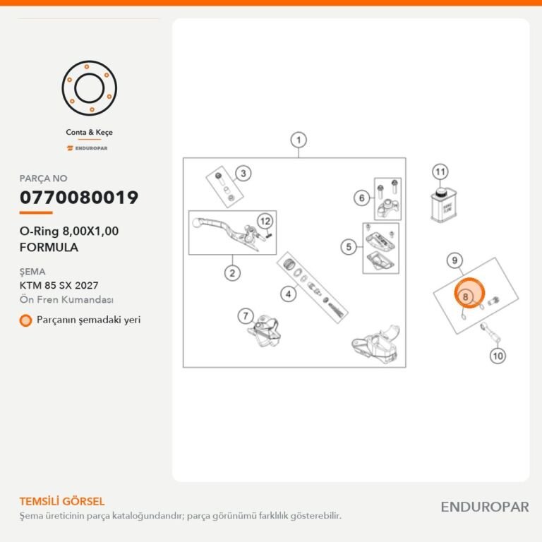 O-Ring 8,00X1,00 FORMULA 0770080019 parça şeması