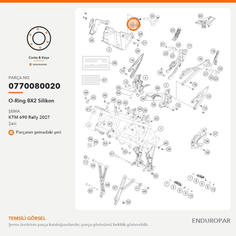 O-Ring 8X2 Silikon 0770080020 parça şeması