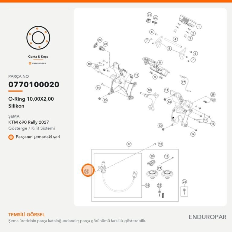 O-Ring 10,00X2,00 Silikon 0770100020 parça şeması